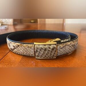 Vintage Large Women’s Genuine Snakeskin Belt Brass Buckle